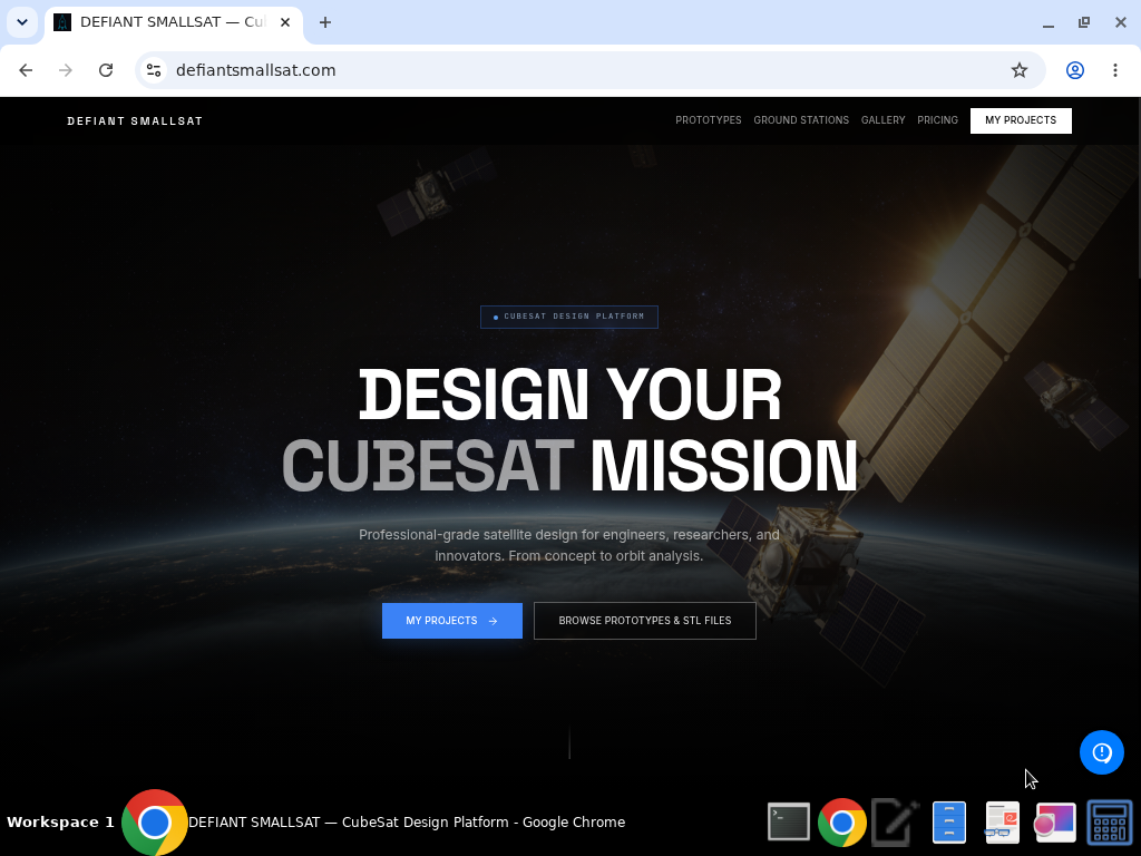 Defiant SmallSat platform dashboard